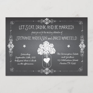 Chalkboard Wedding Rustic Mason Jar Uitnodiging
