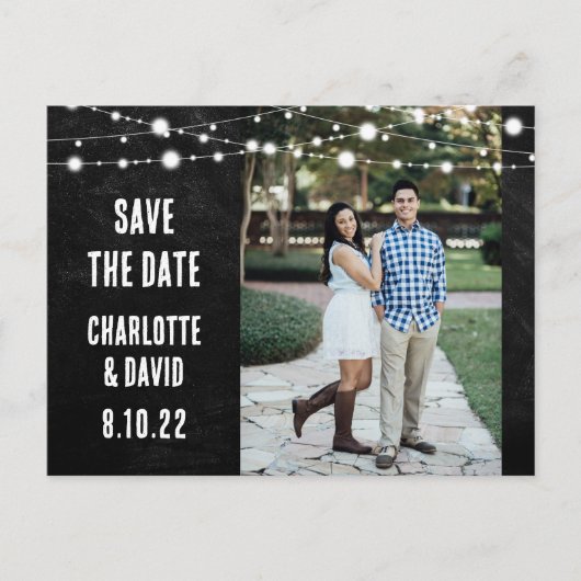 Chalkboard Wedding Save the Date Photo Briefkaart (Voorkant)