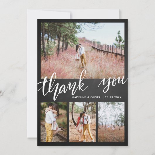 Chalkboard Wedding Vier Foto's | Bedankt script (Voorkant)