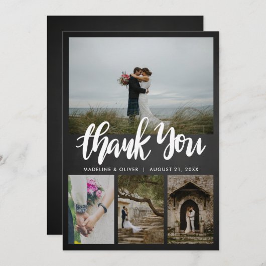 Chalkboard Wedding Vier Foto's | Bedankt script (Voorkant / Achterkant)