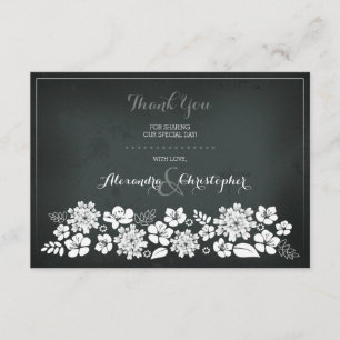 Chalkboard White Flowers Hartelijk dank Bedankkaart