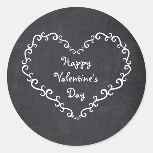 Chalkboard White Orament Heart Valentine Stickers (Devant)
