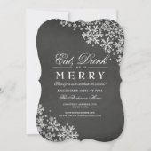 Chalkboard White Snowflake Kerstfeest Uitnodigen Kaart (Voorkant)