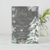Chalkboard Winter Koud Baby shower Silver Kaart (Staand voorkant)