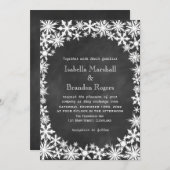 Chalkboard Winter Lace Wedding Invitation Kaart (Voorkant / Achterkant)