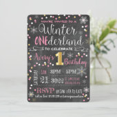 Chalkboard Winter ONE-derland First Birthday Kaart (Staand voorkant)
