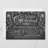 Chalkboard Winter ONE derland Invitation d'anniver (Devant)