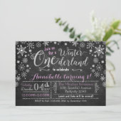 Chalkboard Winter ONE derland Invitation d'anniver (Debout devant)