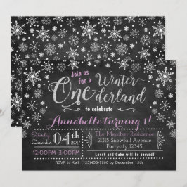 Chalkboard Winter ONEderland Verjaardag Uitnodigin Kaart