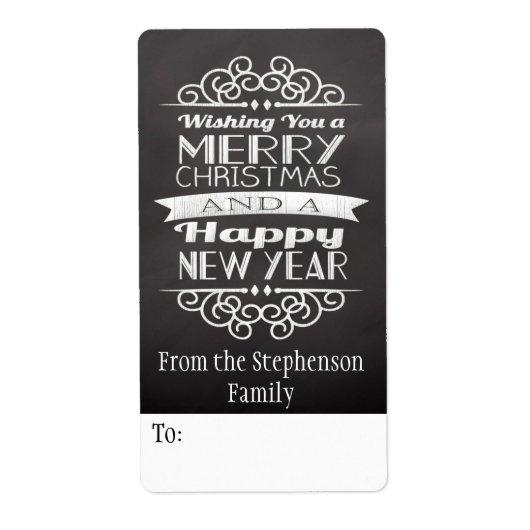 Chalkboard wishing you Merry kerstcadeau Label (Voorkant)