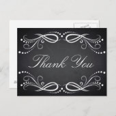 Chalkboard wit Floral Rustic Dank u Briefkaart (Voorkant / Achterkant)