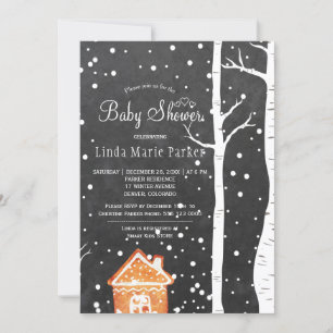 Chalkboard wonderland rustieke winter baby shower kaart