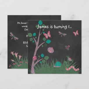 CHALKBOARD WOODLAND BUG BUTTERFLIES BIRTHDAY KAART