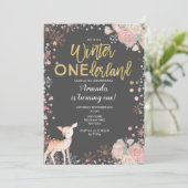 Chalkboard Woodland Deer Baby shower Uitnodiging (Staand voorkant)
