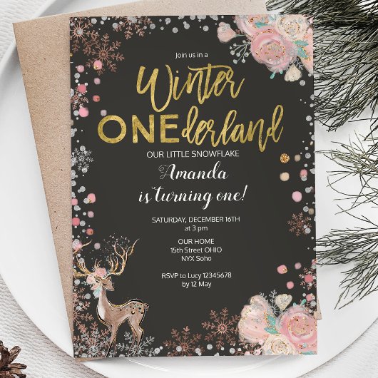 Chalkboard Woodland Deer Baby shower Uitnodiging