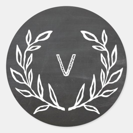 Chalkboard Wreath Holiday Seal Ronde Sticker (Voorkant)