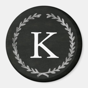 Chalkboard Wreath Monogram Magnet Magneet