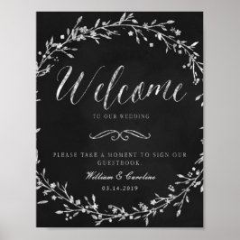 Chalkboard Wreath Wedding Guestbook Poster