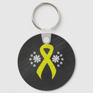 Chalkboard Yellow Awareness Ribbon Sleutelhanger