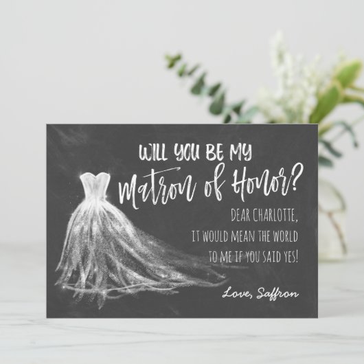 Chalkboard zal jij mijn matron zijn. kaart (Staand voorkant)