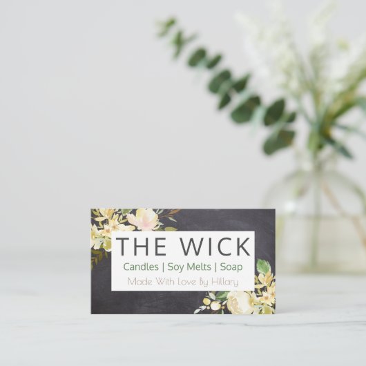 Chalkboard-zeepkaars Zonnewaxsmelt en doe-het-zelf Visitekaartje (Staand voorkant)