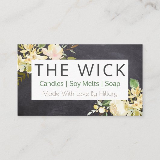 Chalkboard-zeepkaars Zonnewaxsmelt en doe-het-zelf Visitekaartje (Voorkant)