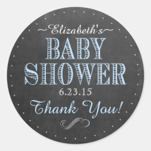 Chalkboard ziet er Baby shower uit van de Typogra Ronde Sticker