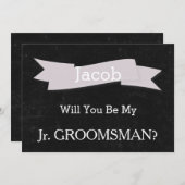 Chalkboard zult u onze JR Groomsman-uitnodiging zi Kaart (Voorkant / Achterkant)