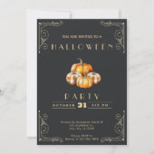 Chalkboard Zwart en Goud Rustieke Pompoen Hallowee Kaart (Voorkant)