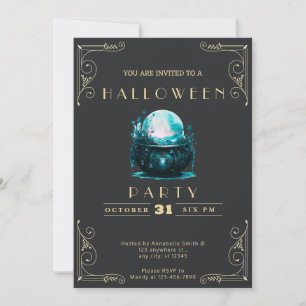 Chalkboard Zwart & Goud Crystal Ball Halloween Kaart