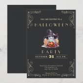 Chalkboard Zwart & Goud Ghost Witch Pet Halloween Kaart (Voorkant / Achterkant)