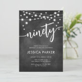 Chalkboard Zwart Wit 90ste verjaardagsfeestje Kaart (Staand voorkant)