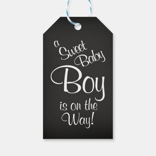 Chalkboard zwart-wit Baby shower dank u Cadeaulabel (Achterkant)
