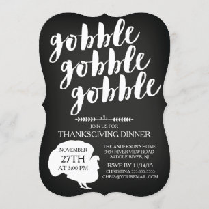 ChalkboardGobble Gobble Turkey Thanksgiving Dinner Kaart