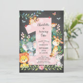 ChalkboardJungle Big One Girls Birthday Uitnodigin Kaart (Staand voorkant)