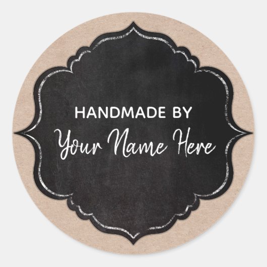 ChalkboardLijst op kraftpapier Ronde Sticker (Voorkant)