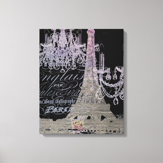 chalkboardscripts chandelier paris eiffeltoren canvas afdruk (Voorkant)