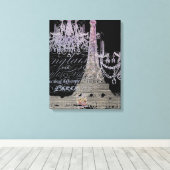 chalkboardscripts chandelier paris eiffeltoren canvas afdruk (Insitu (Houten vloer))