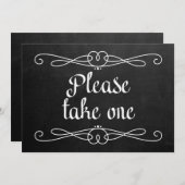 Chalkboardstijl "Gelieve te nemen één" Weddenschap Kaart (Voorkant / Achterkant)