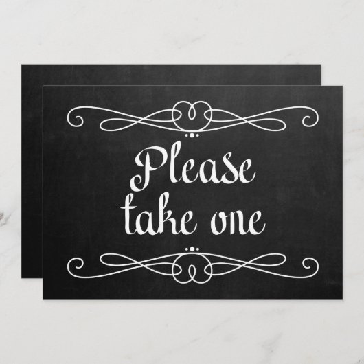 Chalkboardstijl "Gelieve te nemen één" Weddenschap Kaart (Voorkant / Achterkant)