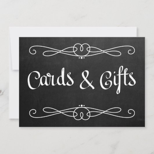 Chalkboardstijl "Kaarten en cadeaus" Weddenschap Kaart (Voorkant)