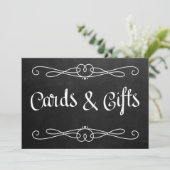 Chalkboardstijl "Kaarten en cadeaus" Weddenschap Kaart (Staand voorkant)