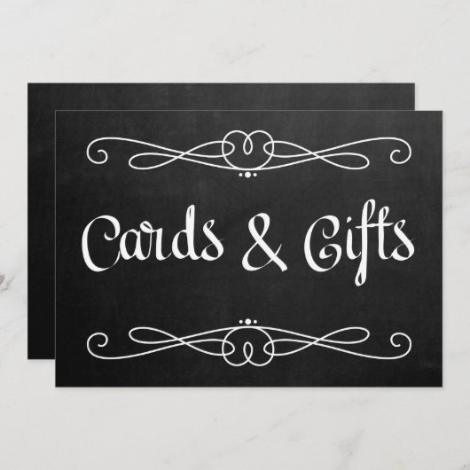 Chalkboardstijl "Kaarten en cadeaus" Weddenschap Kaart (Voorkant / Achterkant)