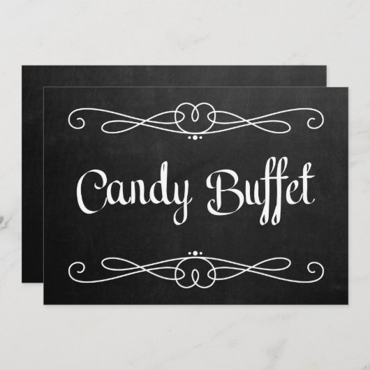 Chalkboardstijl "Snoep Buffet" Weddenschap Kaart (Voorkant / Achterkant)