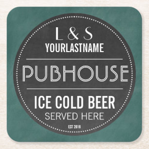 Chalkbordbord Gepersonaliseerd Paar Publicatie Vierkante Kartonnen Onderzetter