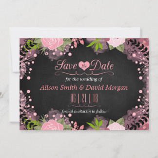 Chalkbordfloraal Sla de datum op Save The Date