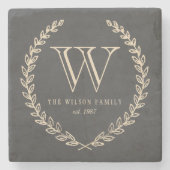 Chalkbordmonogram Stenen Onderzetter (Voorkant)