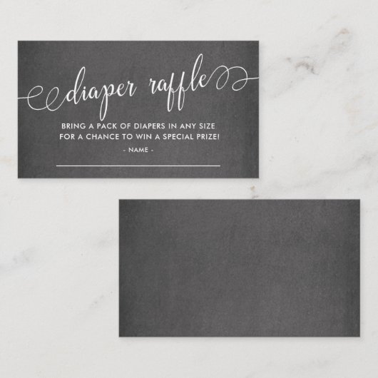 Chalkbordpapier Baby shower Diaper Raffle Ticket Informatiekaartje (Voorkant / Achterkant)