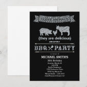 Chalkbordstijl BBQ-partij Kaart (Voorkant / Achterkant)