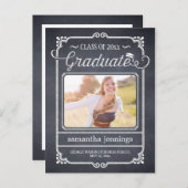 Chalked Lijst Afstuderen Aankondiging / Uitnodigin (Voorkant / Achterkant)